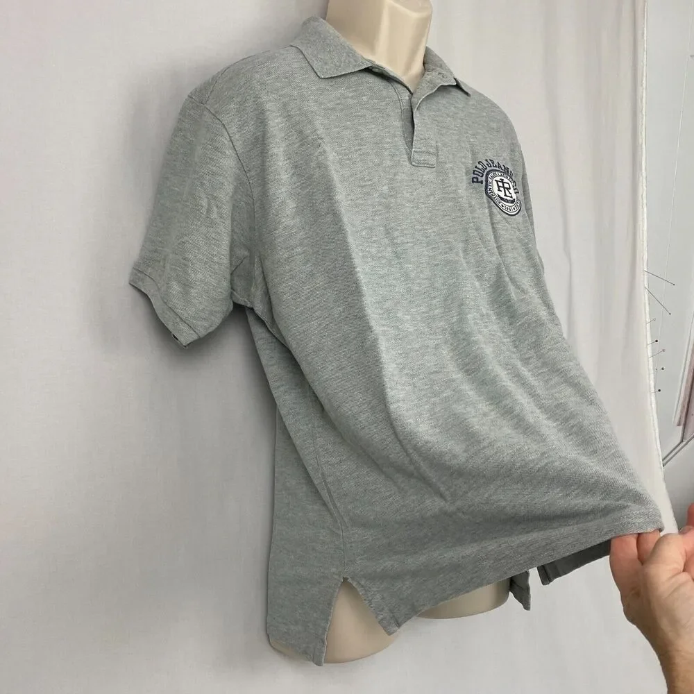 Vintage‎ Polo Ralph Lauren Shirt Medium Mens Cookie Patch Logo Jeans Co Gray 90s